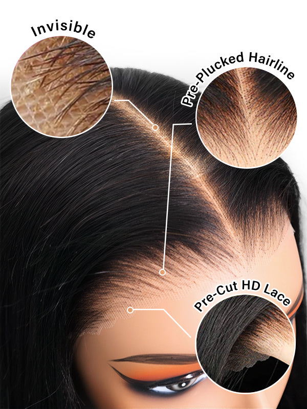 Dorsanee Pre Cut Balayage Highlight Wear Go Glueless Lace Wigs Pre-pluck 180% Density Human Hair Wigs