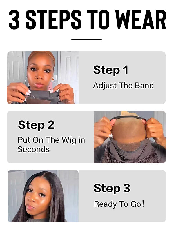 3 steps to wear human hair wigs ,gluless wig