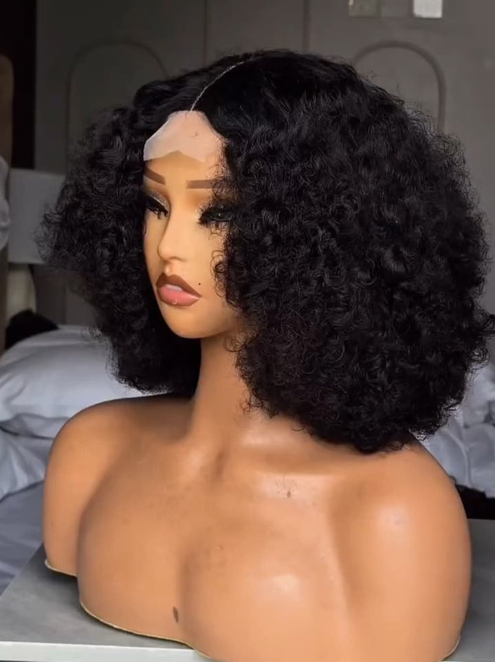 Dorsanee Natural Coily Kinky Curly Short Bob 13x4 Lace Frontal Human Hair Wigs