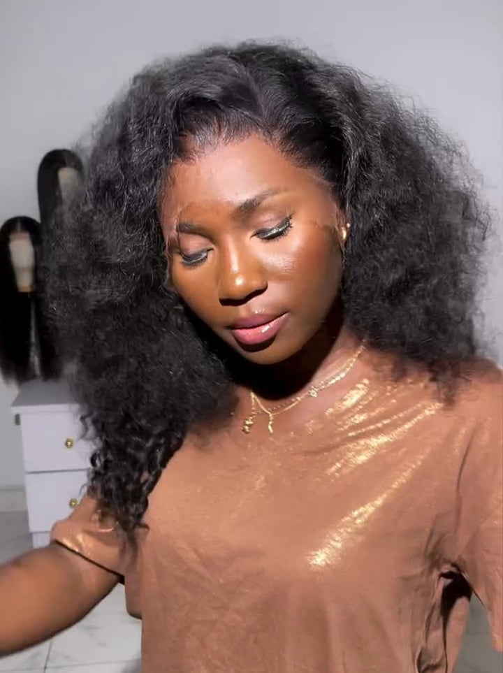 Dorsanee Natural Fluffy kinky Curly Wave Light Frizz Realistic Look Curls Voluminous Virgin Human Hair Wigs