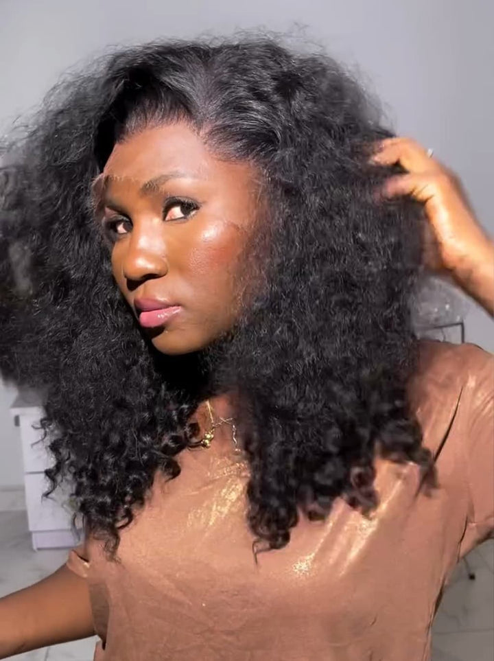 Dorsanee Natural Fluffy kinky Curly Wave Light Frizz Realistic Look Curls Voluminous Virgin Human Hair Wigs