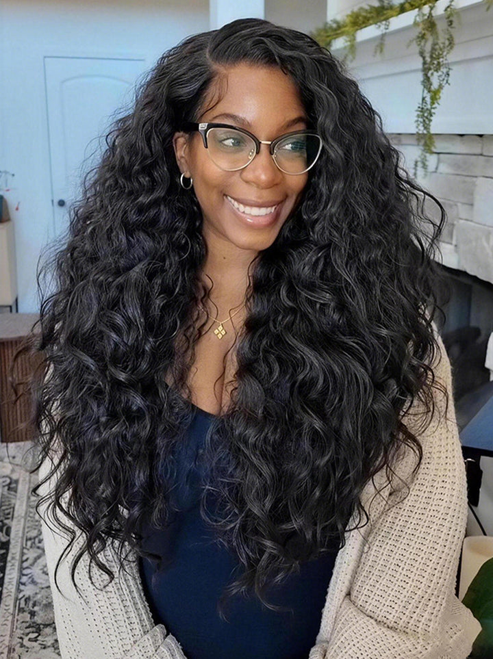 Dorsanee Natural Loose Kinky Curly 13X4 Lace Front Human Hair Wigs 250 300 Density