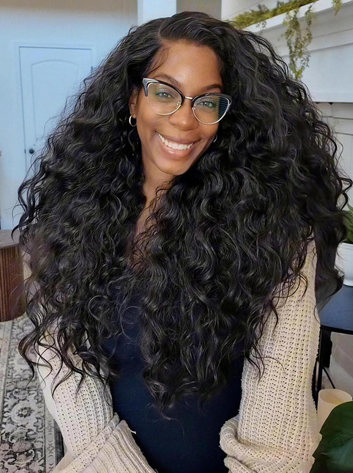 Dorsanee Natural Loose Kinky Curly 13X4 Lace Front Human Hair Wigs 250 300 Density