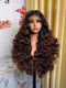 Dorsanee Ombre Black Brown Bouncy Loose Wave 300 Density 13x4 Lace Front Human Hair Wigs