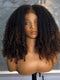 Dorsanee Ombre Black Brown Fluffy Kinky Curly Coils Short Bob 4x4 Lace Frontal Human Hair Wigs