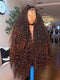 Dorsanee Ombre Black Brown Kinky Curly 13x4 Lace Front Human Hair Wigs
