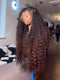 Dorsanee Ombre Black Brown Kinky Curly 13x4 Lace Front Human Hair Wigs
