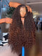 Dorsanee Ombre Black Brown Kinky Curly 13x4 Lace Front Human Hair Wigs