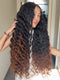 Dorsanee Ombre Black Brown Loose Deep Wave 300 Density 13x4 Lace Front Human Hair Wig