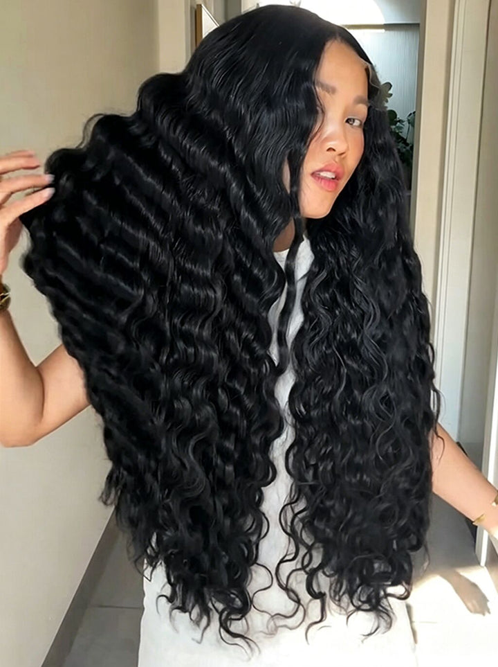 Dorsanee Ombre Black Brown Loose Deep Wave 300 Density 13x4 Lace Front Human Hair Wig