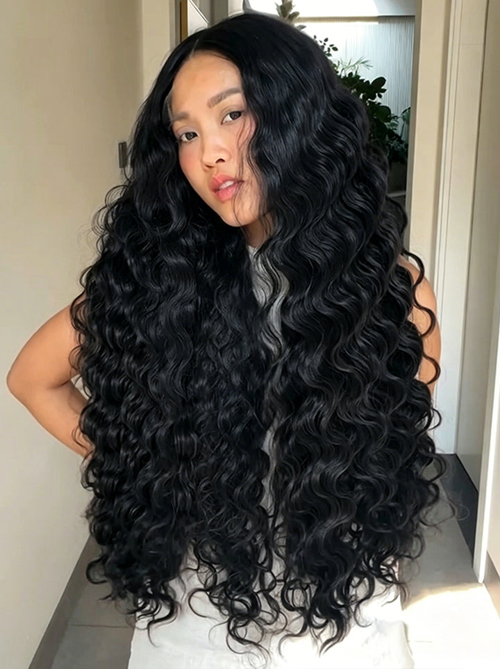 Dorsanee Ombre Black Brown Loose Deep Wave 300 Density 13x4 Lace Front Human Hair Wig