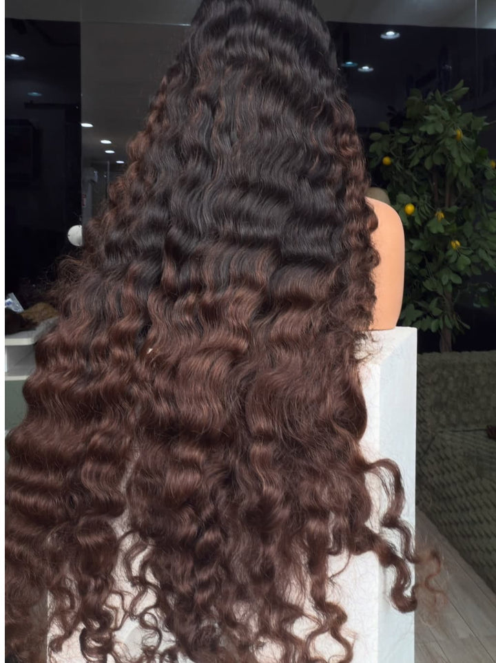 Dorsanee Ombre Black Brown Loose Deep Wave Curls 300 Density 13x4 Lace Front Human Hair Wigs