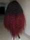 Dorsanee Ombre Black Burgundy Red Kinky Curly 250 300 Density 13x4 Lace Front Human Hair Wig