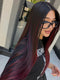 Dorsanee Ombre Black Burgundy Red Student Affordable Back to School Graduation College Girl 13x4 Lace Front Human Hair Wig