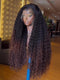 Dorsanee Ombre Black Chocolate Brown Burmese Kinky Curly 300 Density 13x4 Lace Front Human Hair Wigs