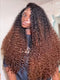 Dorsanee Ombre Black Chocolate Brown Deep Spiral Kinky Curly 13x4 Lace Front Human Hair Wigs