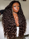 Dorsanee Ombre Black Chocolate Brown Spanish Loose Deep Wave 300 Density 13x4 Lace Front Human Hair Wigs