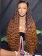 Dorsanee Ombre Black Chocolate Brown Water Wave 300 Density 13x4 Lace Front Human Hair Wigs