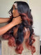 Dorsanee Ombre Black Rose Copper Red 250 300 Density 13x4 Lace Front Human Hair Wig