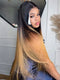 Dorsanee Ombre Black Strawberry Honey Blonde Bone Straight 13x4 Lace Front Human Hair Wigs 300 Density
