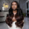 Dorsanee Ombre Black With Caramel Chocolate Brown 13X4 Lace Front Human Hair Wigs 250 300 Density