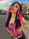 Dorsanee Ombre Black With Hot Pink Skunk Stripe 13x4 Lace Front Human Hair Wig 200 Density