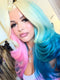 Dorsanee Ombre Blonde Ocean Blue Purple Pink 13x4 Lace Front Human Hair Wig