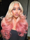 Dorsanee Ombre Champagne Blonde Dusty Rose Pink 13x4 Lace Front Human Hair Wigs 200 Density