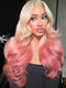 Dorsanee Ombre Champagne Blonde Dusty Rose Pink 13x4 Lace Front Human Hair Wigs 200 Density