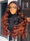 Dorsanee Ombre Copper Brown Bouncy Loose Curls 13x4 Lace Front Human Hair Wigs