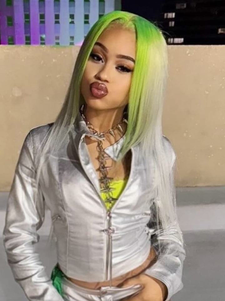 Dorsanee Ombre Green Gray 13x4 Lace Front Virgin Human Hair Wigs 200 Density