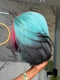 Dorsanee Ombre Half Pink Half Green Black Split Dye 8 10 12 inch Short Bob 13x4 Lace Front Human Hair Wig