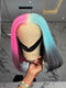 Dorsanee Ombre Half Pink Half Green Black Split Dye 8 10 12 inch Short Bob 13x4 Lace Front Human Hair Wig