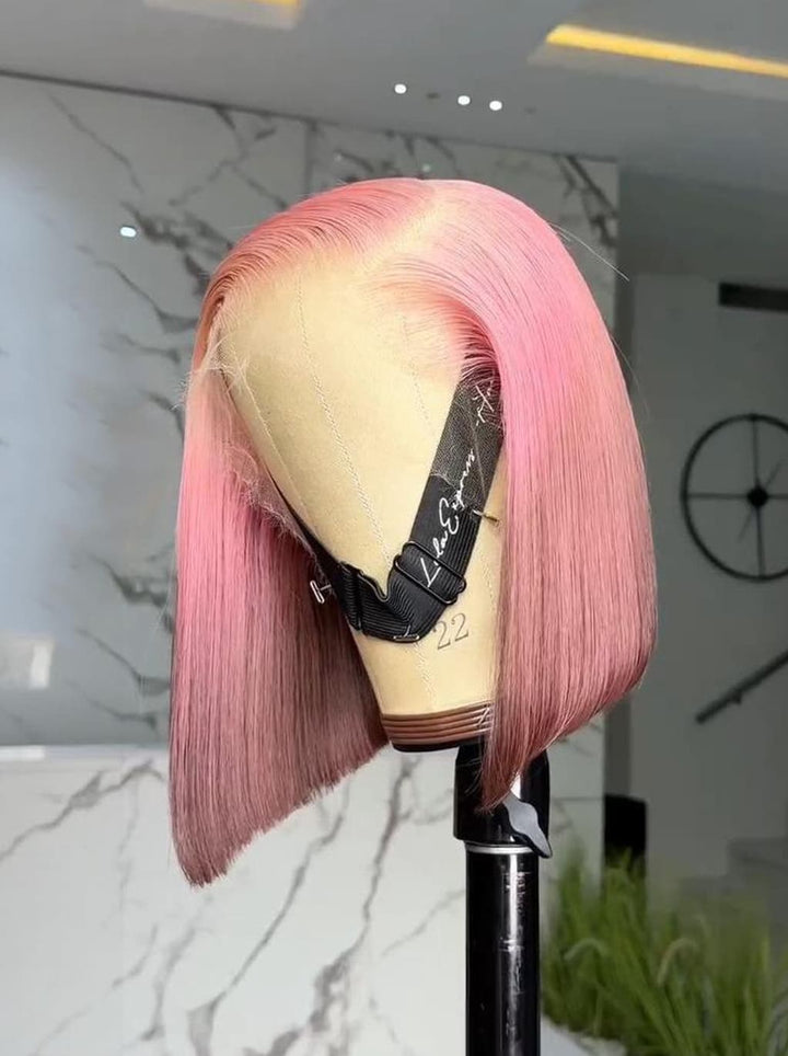 Dorsanee Ombre Pink Brown 8 10 12 inch Short Bob 13x4 Lace Front Human Hair Wig