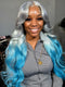 Dorsanee Ombre Silvery Gray Pastel Blue 13x4 Lace Front Remy Human Hair Wigs