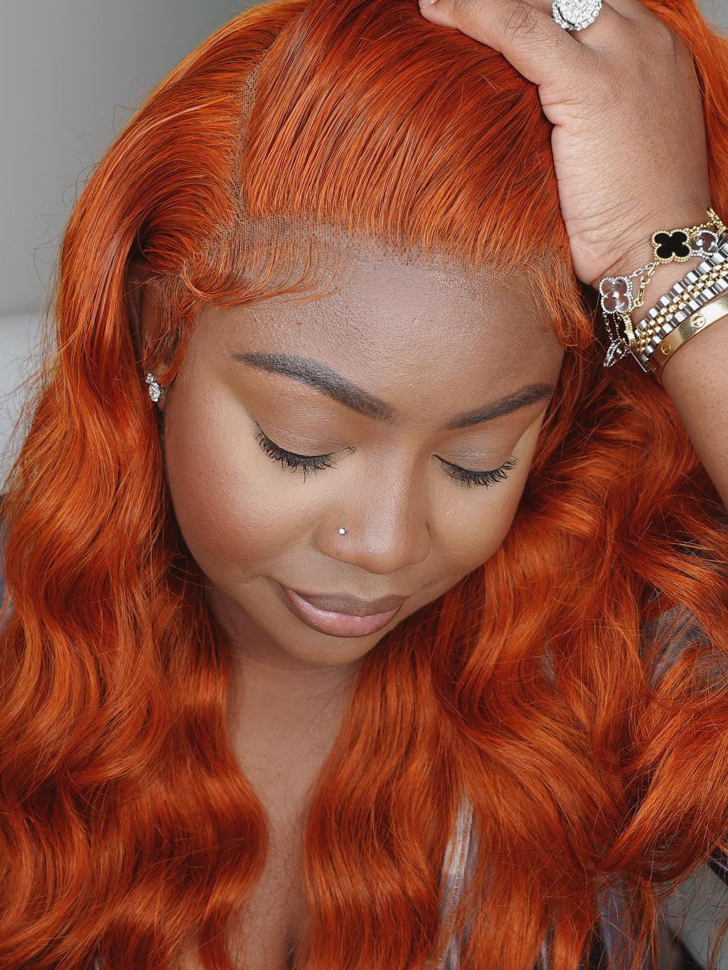 Dorsanee 250 Density Ginger Orange Body Wave 13x4 Lace Front Human Hair Wigs