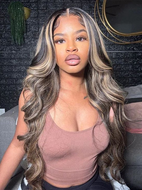 Dorsanee Blonde Highlight Body Wave Lace Front #P1B/27 Hightlight 13x4 HD Lace Frontal Human Hair Wig