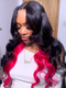 Dorsanee Peekaboo Black Red Two Tones 13x4 Lace Front Human Hair Wigs