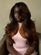 Dorsanee Peekaboo Dark Chocolate Brown Copper Auburn Ginger 13x4 Lace Front Virgin Human Hair Wig