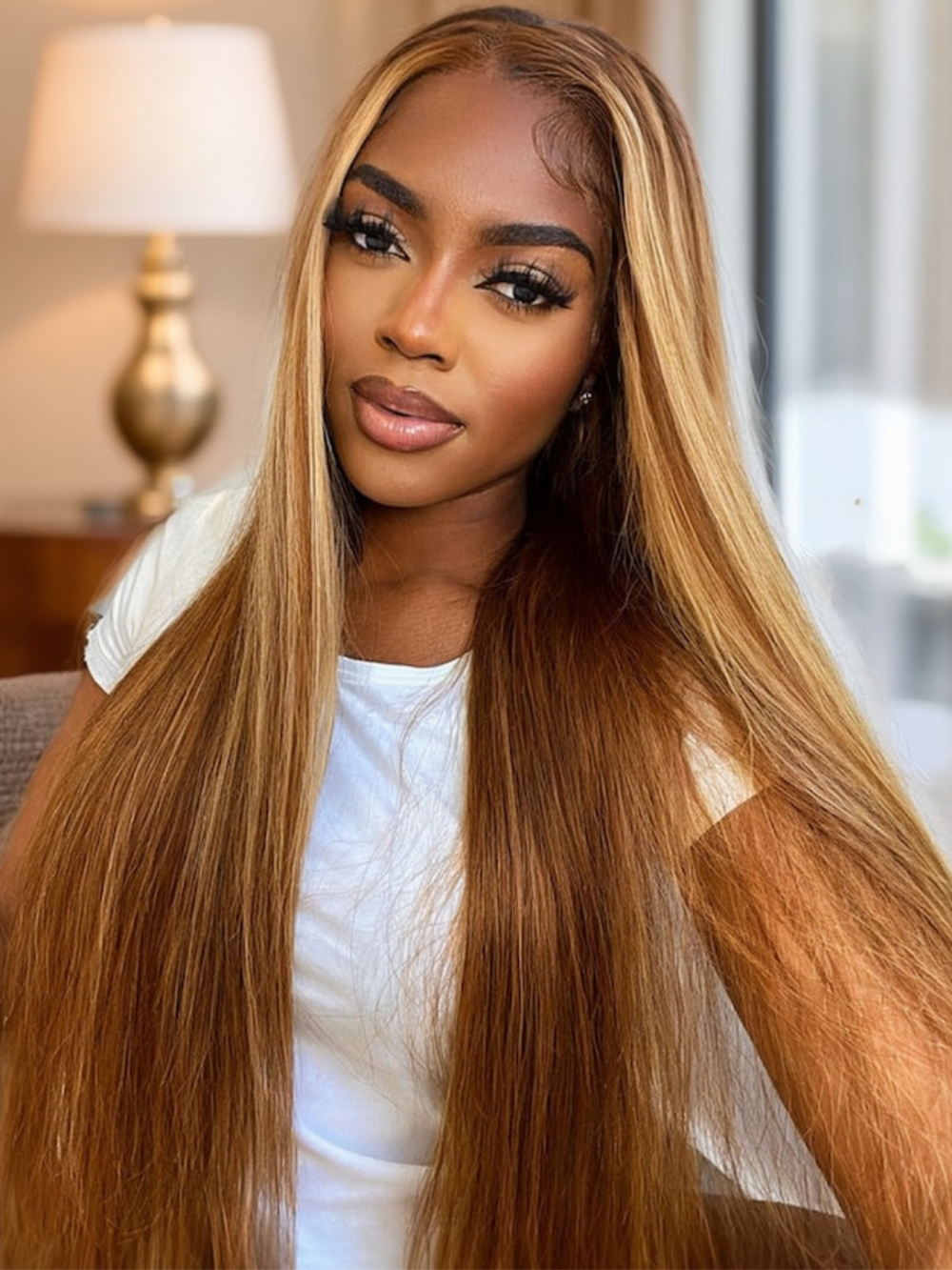 Piano Highlight Wigs #427 Human Hair Wigs Straight Ombre Lace Front Wigs