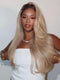 Dorsanee Platinum Beige Blonde Dark Roots Luxury Summer Beach Vacations 13x4 Lace Front Human Hair Wig