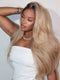 Dorsanee Platinum Beige Blonde Dark Roots Luxury Summer Beach Vacations 13x4 Lace Front Human Hair Wig