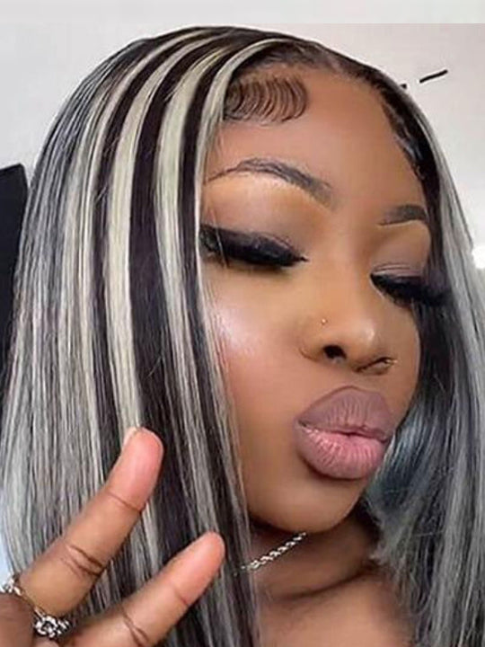 Platinum_Highlight_Grey_Lace_Front_Bob_Wigs_Highlights_Color_Brazilain_Straight_Human_Hair_Wigs