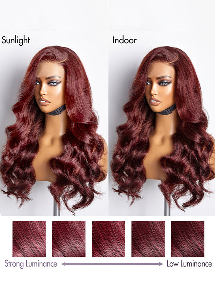 Pre-Bleached Knots Put On & Go Lace Wig Reddish Brown 3D Body Wave Human Hair Wigs
