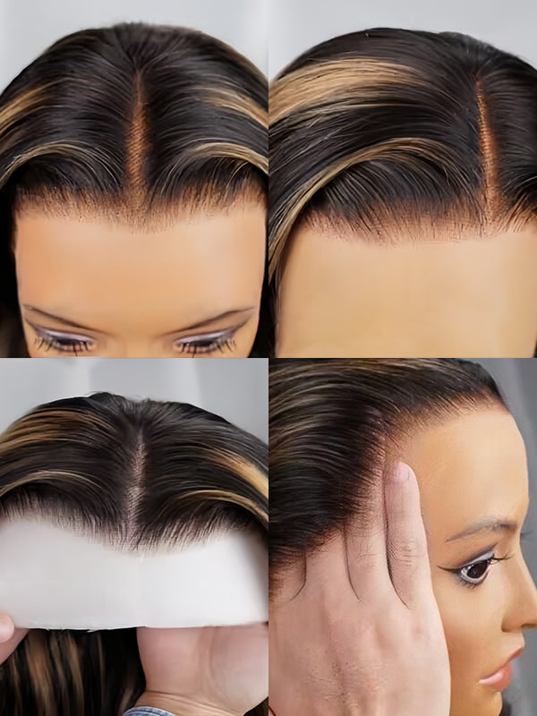 Dorsanee Pre Cut Balayage Highlight Wear Go Glueless Lace Wigs Pre-pluck 180% Density Human Hair Wigs