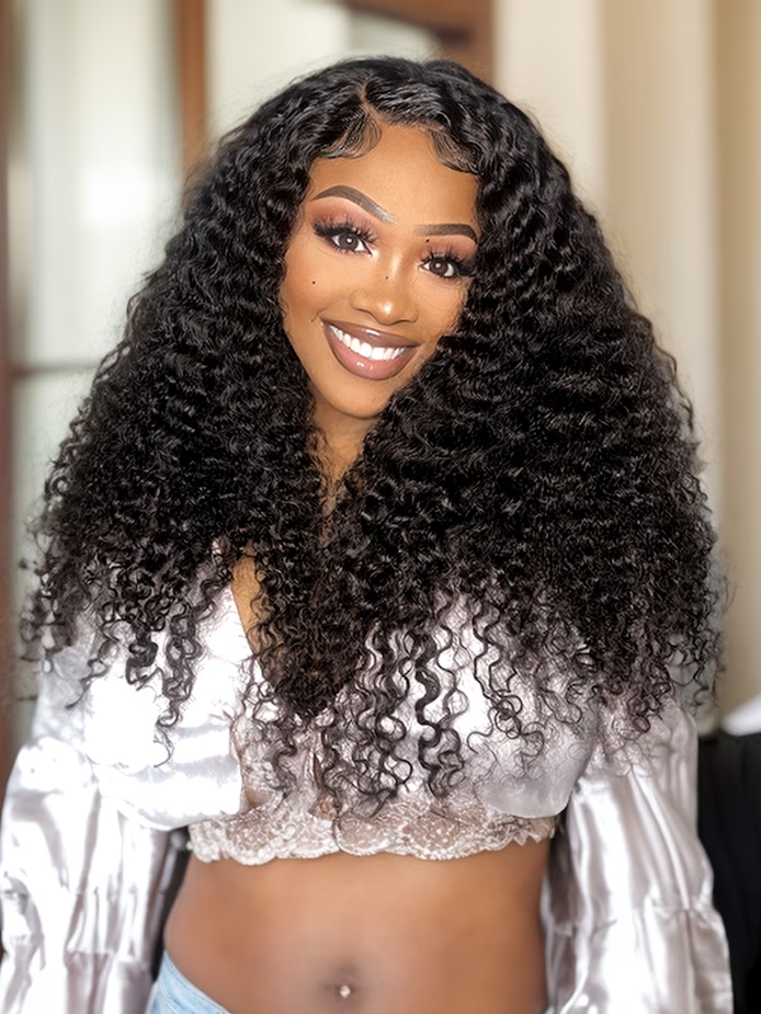 13x4 Kinky Curly HD Invisible Lace Front Wig 180% Density Virgin Human Hair Wig
