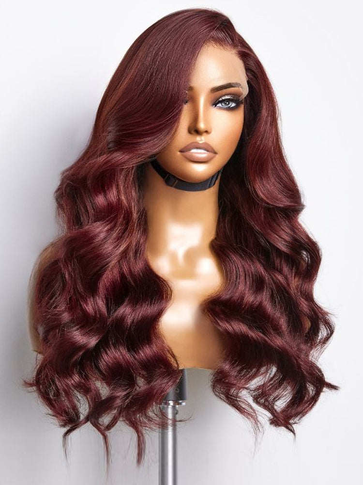 Reddish Brown Body Wave Wig Brazilian 13x4 Full Frontal HD Lace Wig