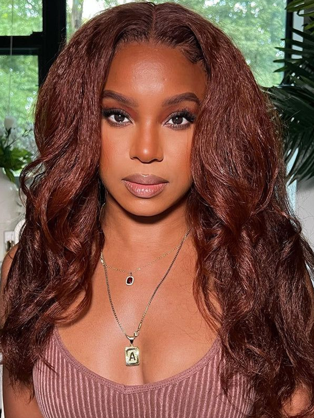 Reddish Brown Kinky Straight 13x4 Pre-Cut Lace Human Hair Glueless Wigs