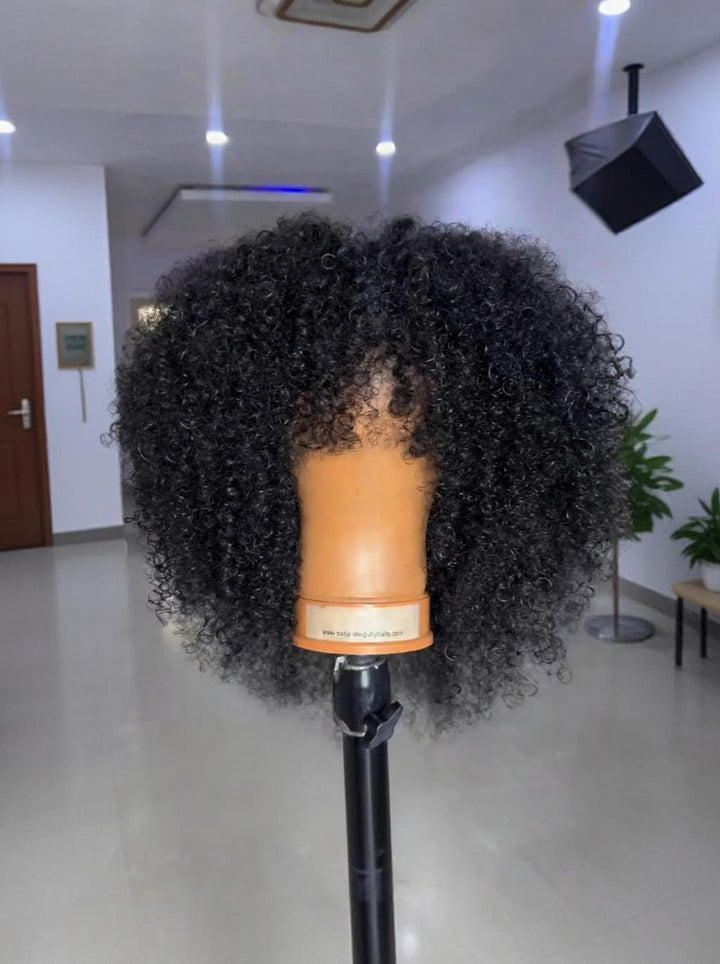 Dorsanee Short Fluffy Afro Kinky Curly With Bangs 14 16inch Bob Wig 13x4 Lace Front Human Hair Wigs
