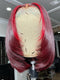Dorsanee Short Medium Layered Cut Burgundy Red Skunk Stripe Bob 13x4 Lace Front Human Hair Wig
